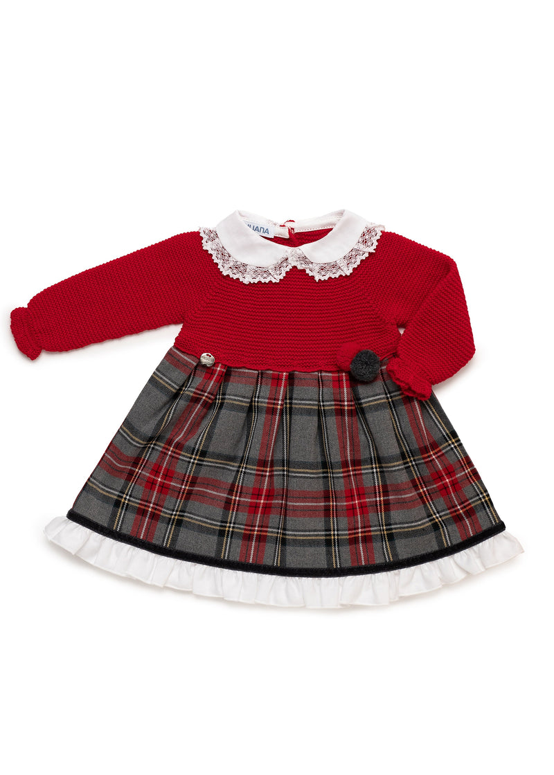 Baby Girl Knitted Red Dress with Pompons