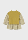 Baby Girl Knitted Vest & Printed Dress Set
