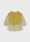 Baby Girl Knitted Vest & Printed Dress Set