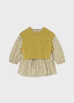 Baby Girl Knitted Vest & Printed Dress Set