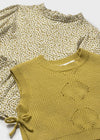 Baby Girl Knitted Vest & Printed Dress Set