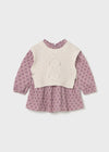 Baby Girl Knitted Vest with Printed Dress
