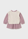 Baby Girl Knitted Vest with Printed Dress