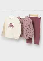 Baby Girl Mauve Cat Print Leggings Set