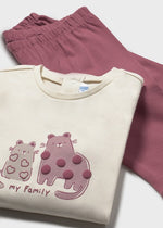 Baby Girl Mauve Cat Print Leggings Set