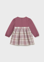 Baby Girl Mauve & Plaid Dress With Bow Detail