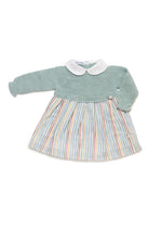 Baby Girl Mint Knit Dress with Striped Skirt