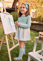 Baby Girl Mint Knit Dress with Striped Skirt
