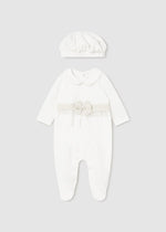 Baby Girl Off - White Babygrow & Beret Set (Mayoral)