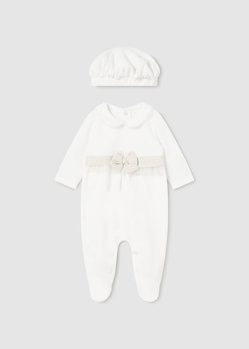 Baby Girl Off - White Babygrow & Beret Set (Mayoral)