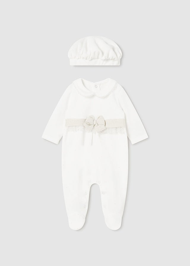 Baby Girl Off - White Babygrow & Beret Set (Mayoral)