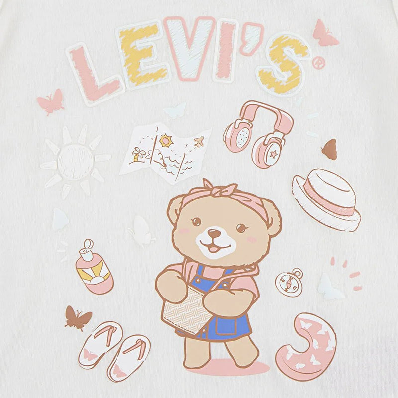 Baby Girl Off - White T-Shirt With Bear Print