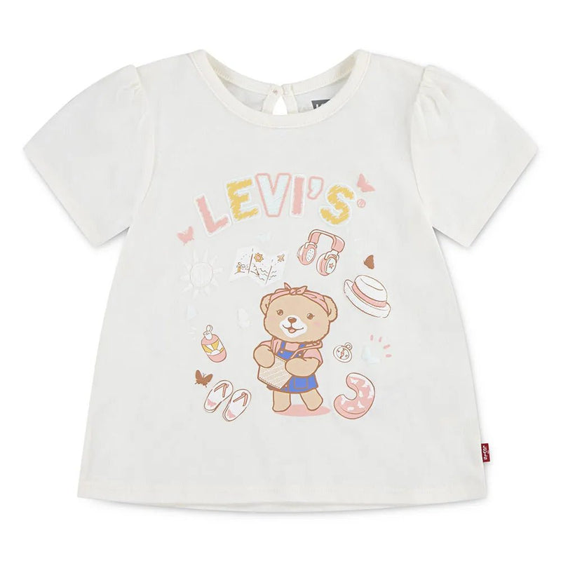 Baby Girl Off - White T-Shirt With Bear Print