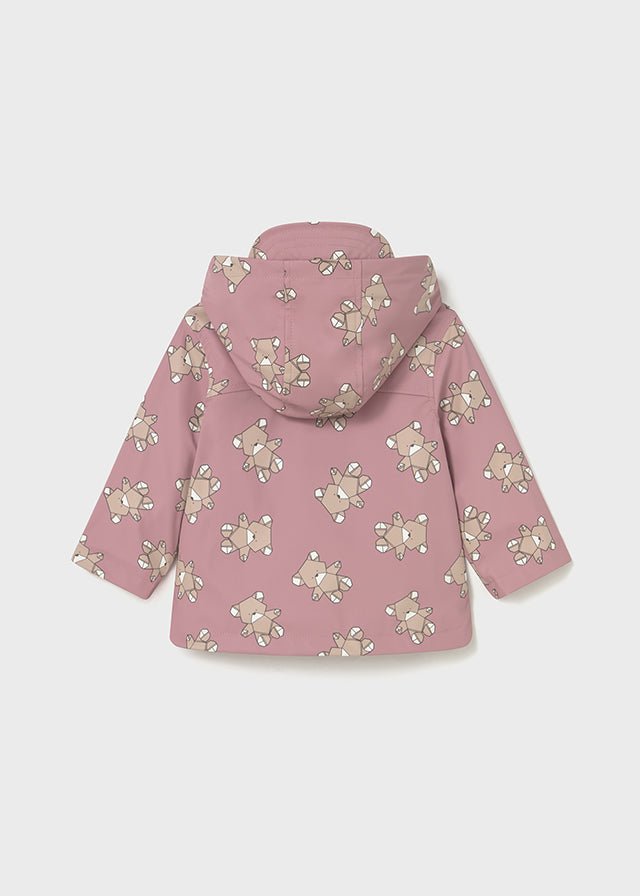 Baby Girl Pink Bear Print Rain Coat