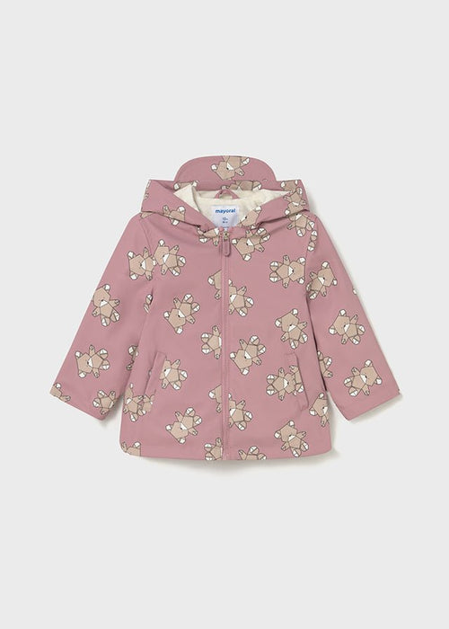 Baby Girl Pink Bear Print Rain Coat