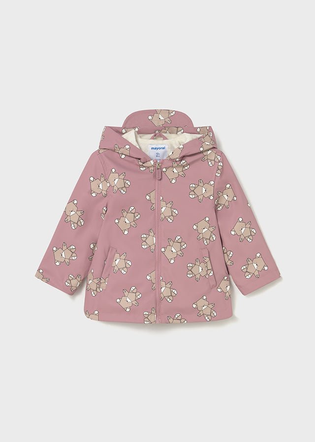 Baby Girl Pink Bear Print Rain Coat