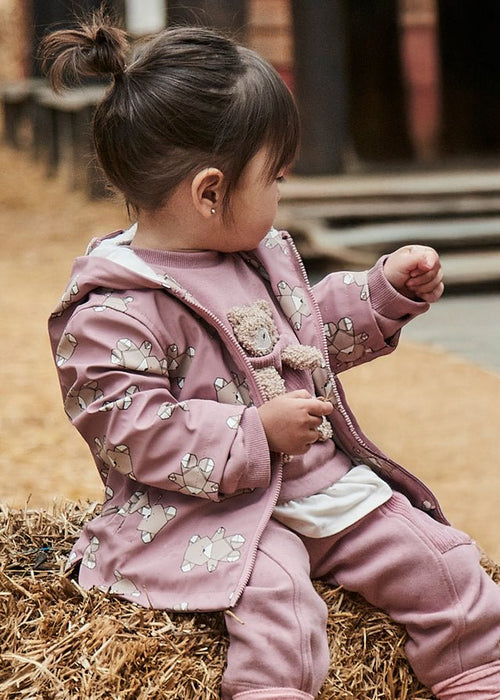 Baby Girl Pink Bear Print Rain Coat