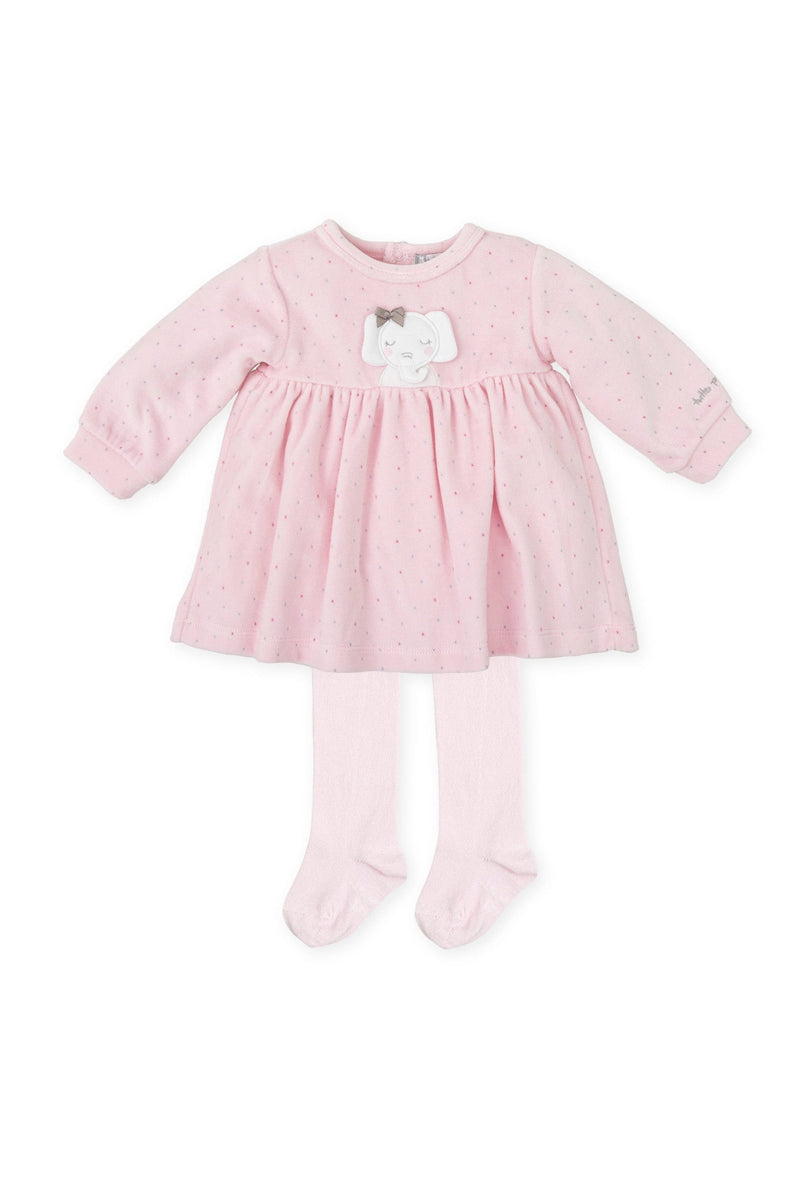 Baby Girl Pink Elephant Dress & Tights Set (Tutto Piccolo)