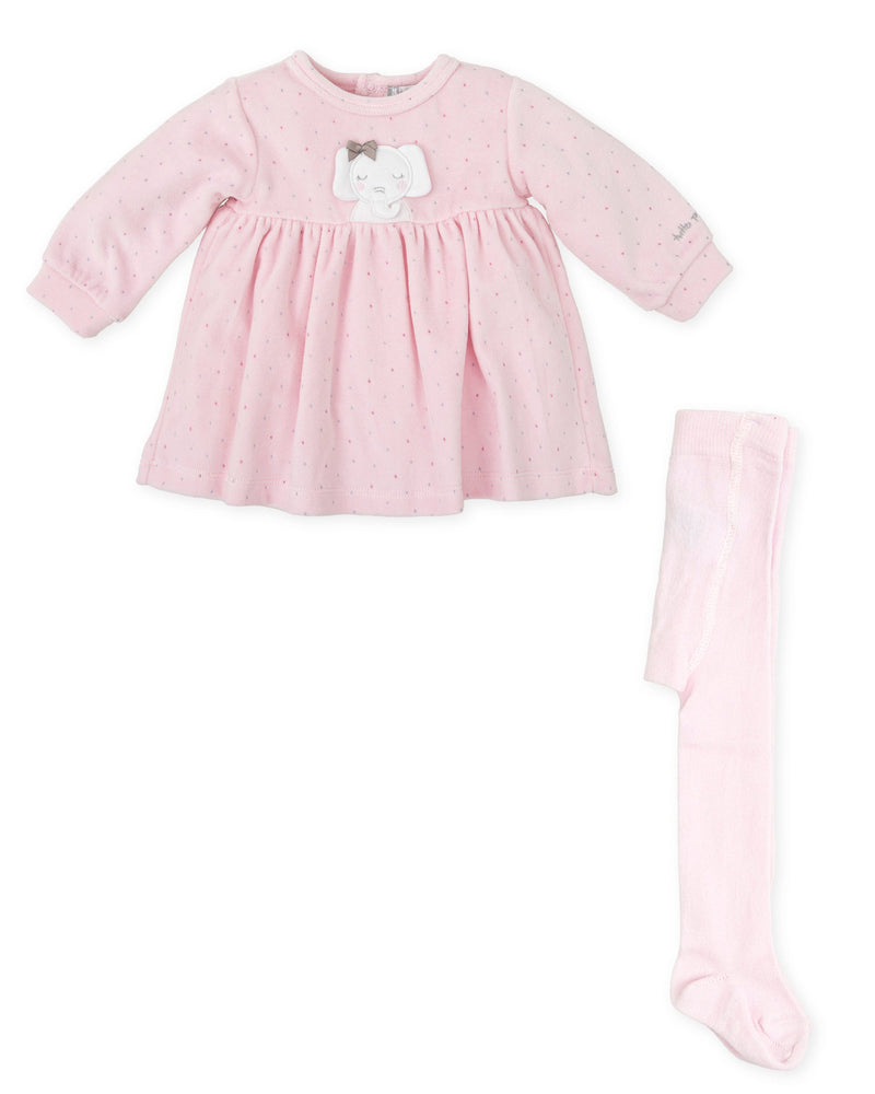 Baby Girl Pink Elephant Dress & Tights Set (Tutto Piccolo)