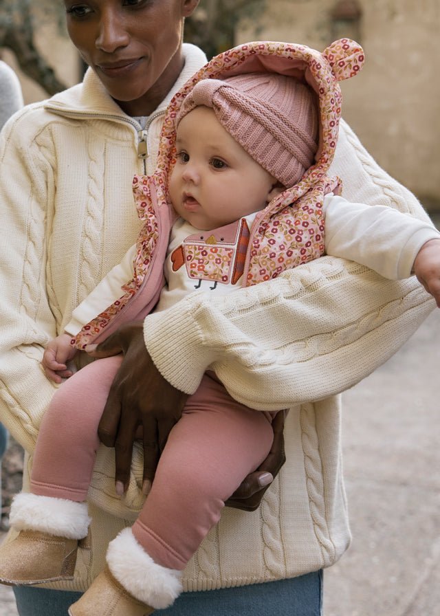 Baby Girl Pink Floral Vest & Pink Tracksuit Set