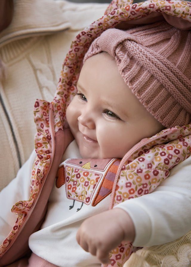 Baby Girl Pink Floral Vest & Pink Tracksuit Set