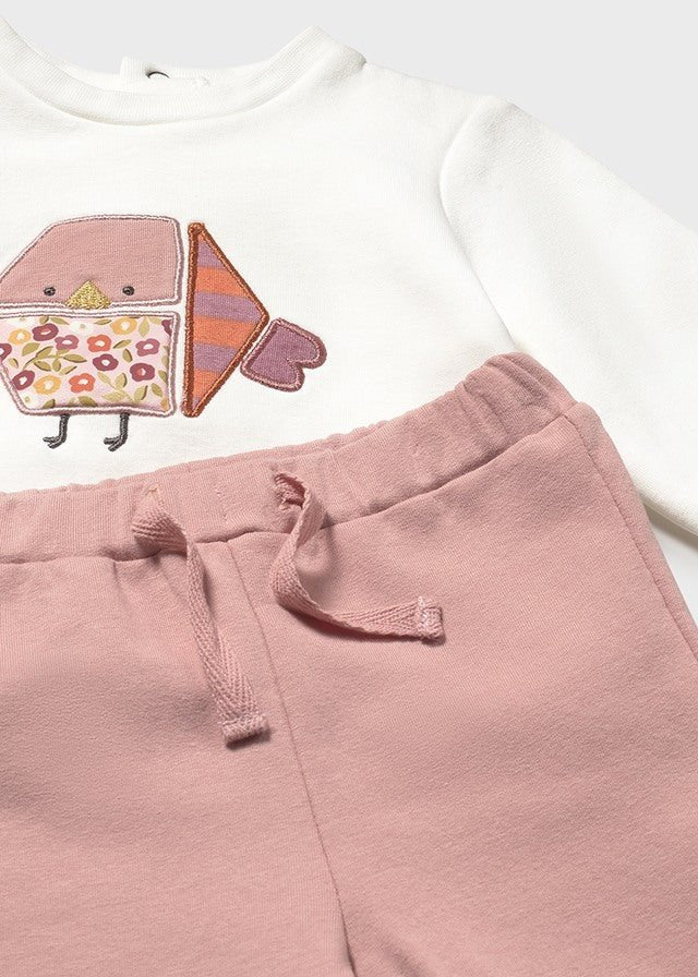 Baby Girl Pink Floral Vest & Pink Tracksuit Set