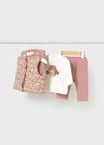 Baby Girl Pink Floral Vest & Pink Tracksuit Set