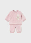 Baby Girl Pink Fur Jumper & Trousers Set (Mayoral)