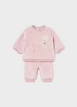 Baby Girl Pink Fur Jumper & Trousers Set (Mayoral)