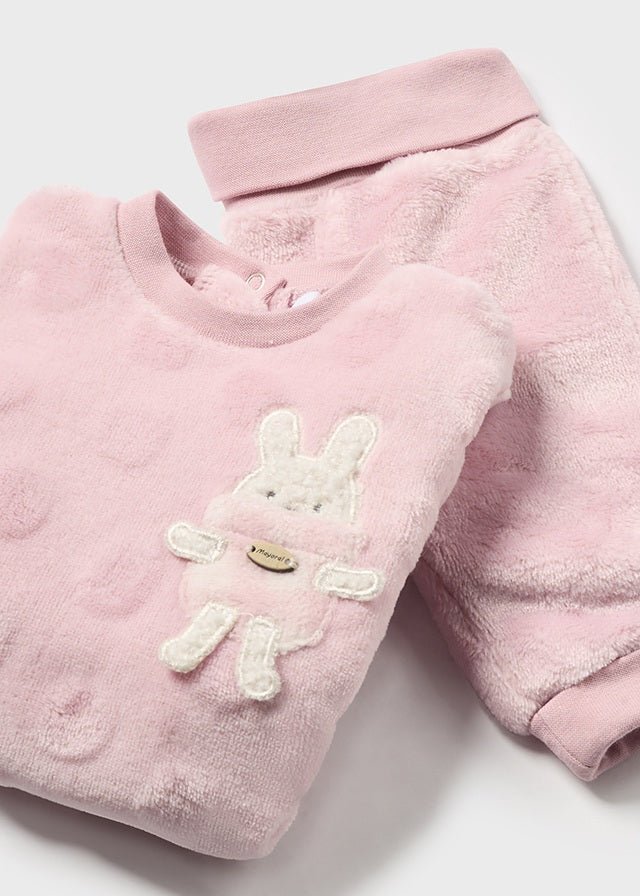 Baby Girl Pink Fur Jumper & Trousers Set (Mayoral)