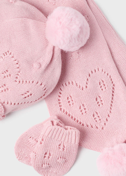 Baby Girl Pink Hat, Scarf & Mittens 3 Piece Set (Mayoral)