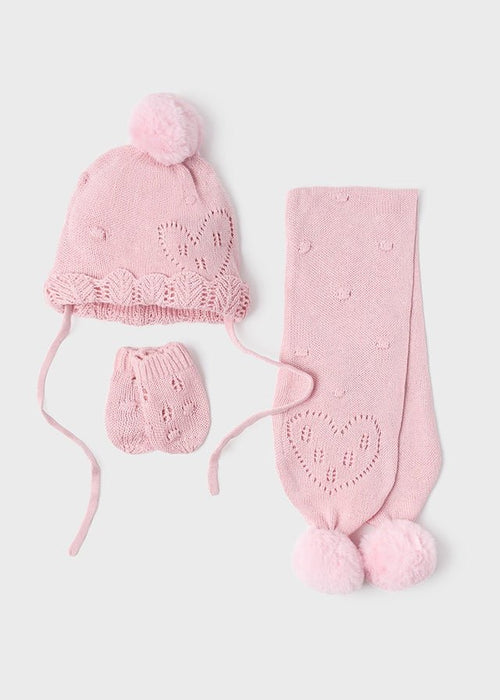 Baby Girl Pink Hat, Scarf & Mittens 3 Piece Set (Mayoral)