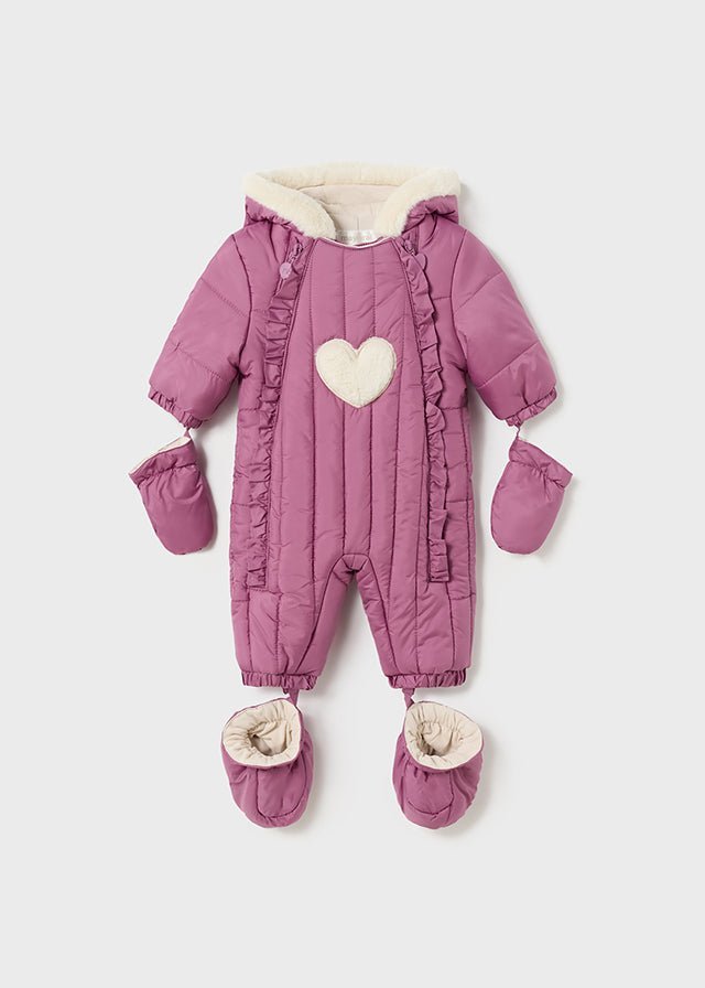 Baby Girl Pink Heart Pramsuit Snowsuit - Main Image