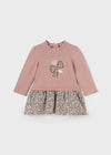 Baby Girl Pink Knit Dress with Printed Skirt (Mayoral)