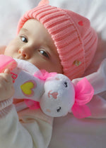 Baby Girl Pink Knit Hat with Bow and Ears