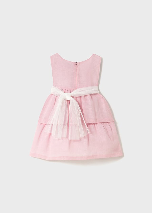 Baby Girl Pink Occasion Dress with Floral Belt