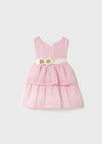 Baby Girl Pink Occasion Dress with Floral Belt