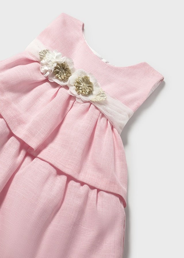 Baby Girl Pink Occasion Dress with Floral Belt