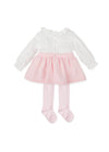 Baby Girl Pink Pinafore Dress & Tights Set