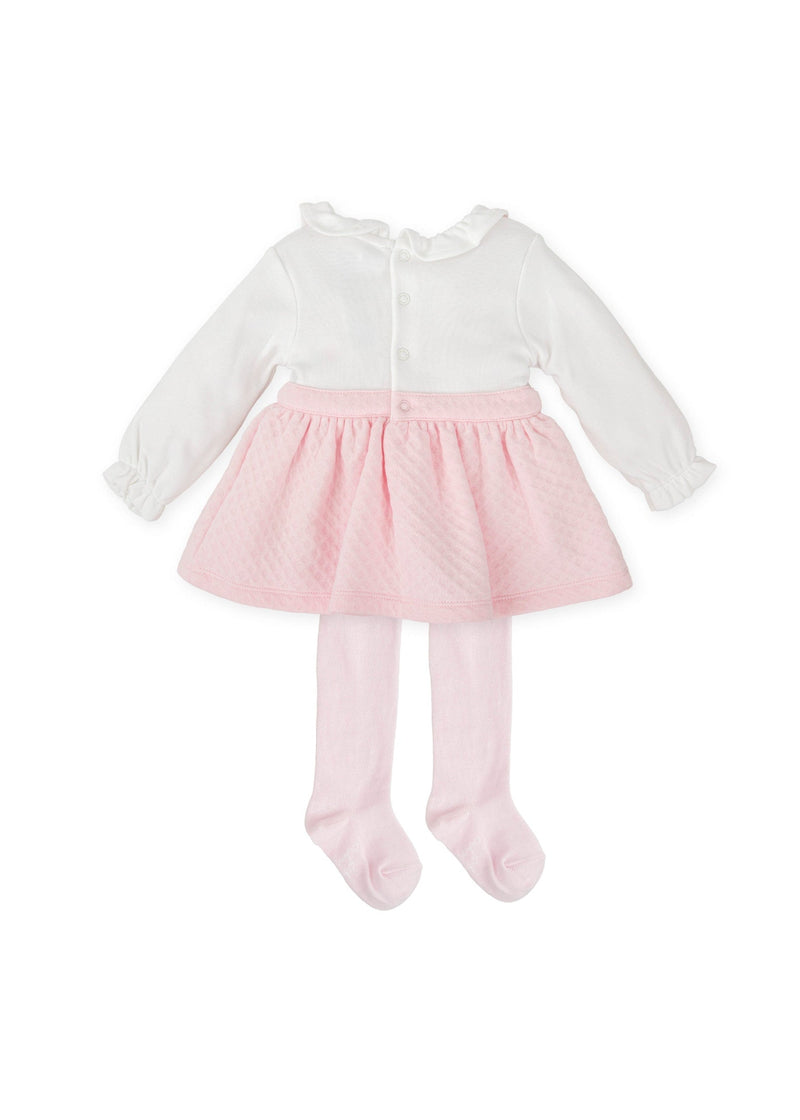 Baby Girl Pink Pinafore Dress & Tights Set