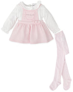 Baby Girl Pink Pinafore Dress & Tights Set