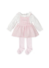 Baby Girl Pink Pinafore Dress & Tights Set