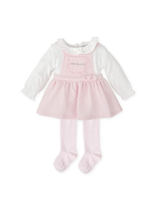 Baby Girl Pink Pinafore Dress & Tights Set