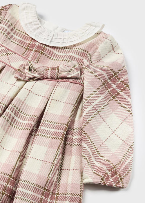 Baby Girl Pink Plaid Dress with Frill Collar