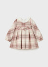 Baby Girl Pink Plaid Dress with Frill Collar