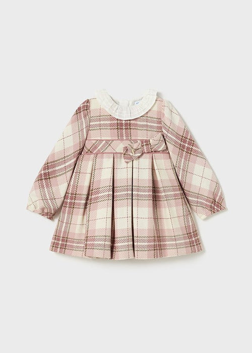 Baby Girl Pink Plaid Dress with Frill Collar