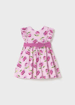 Baby Girl Pink Printed Dress with Belt