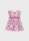 Baby Girl Pink Printed Dress with Belt