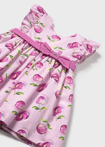 Baby Girl Pink Printed Dress with Belt