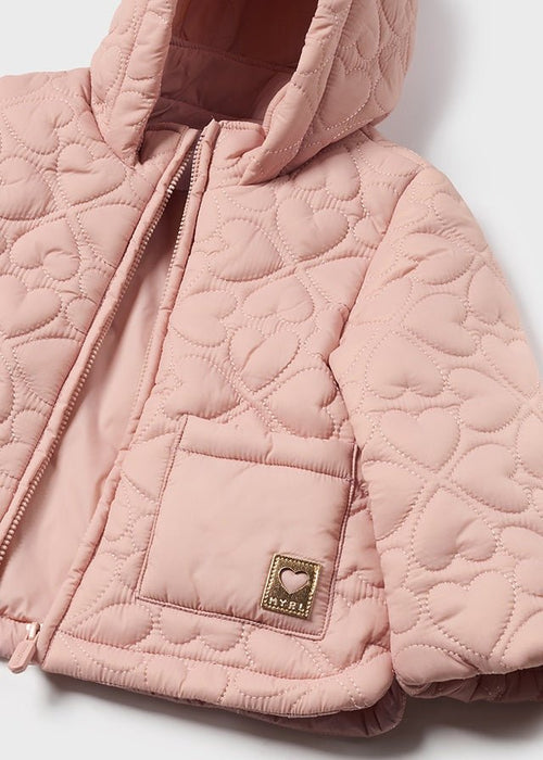 Baby Girl Pink Quilted Heart Padded Coat